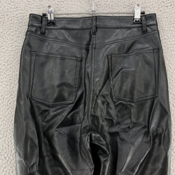 Aritzia Wilfred Pants Womens 10 Melina Black Polyurethane Vegan Leather Straight - Picture 4 of 12